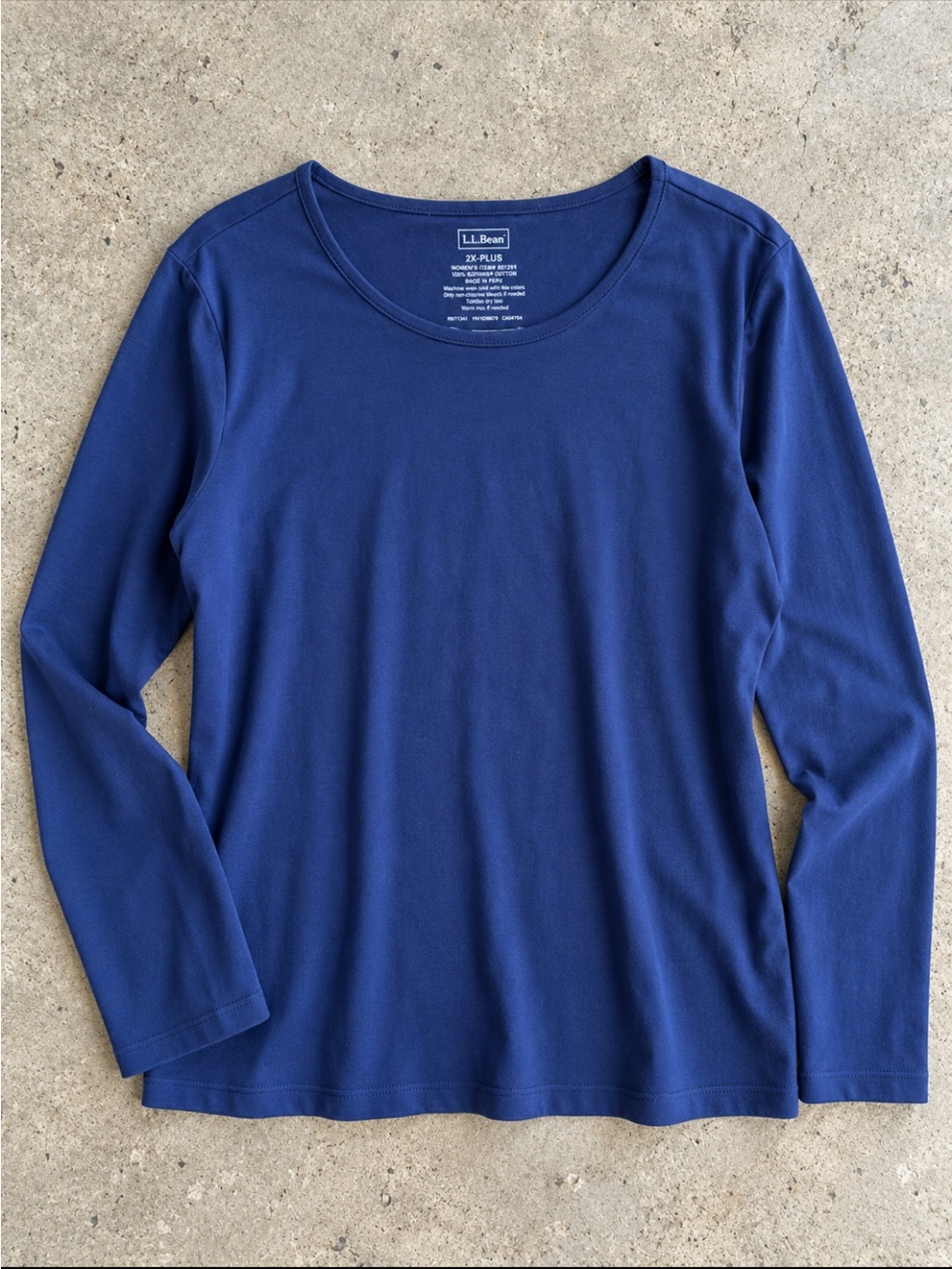 L.L.Bean Women’s 2X Plus Supima Cotton Long Sleeve Crewneck Shirt Blue FLAW